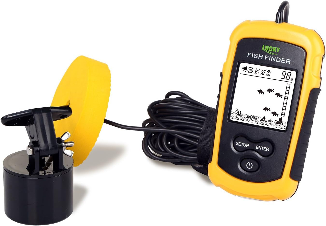 Kayak Handheld Fish Finder Sonar LCD Wired Fish Finder Transducer Boat Water Depth Finders Display FF1108-1