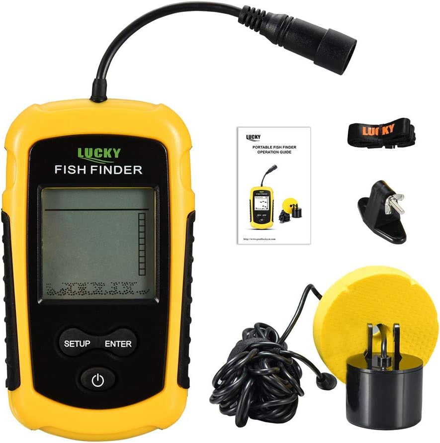 Kayak Handheld Fish Finder Sonar LCD Wired Fish Finder Transducer Boat Water Depth Finders Display FF1108-1