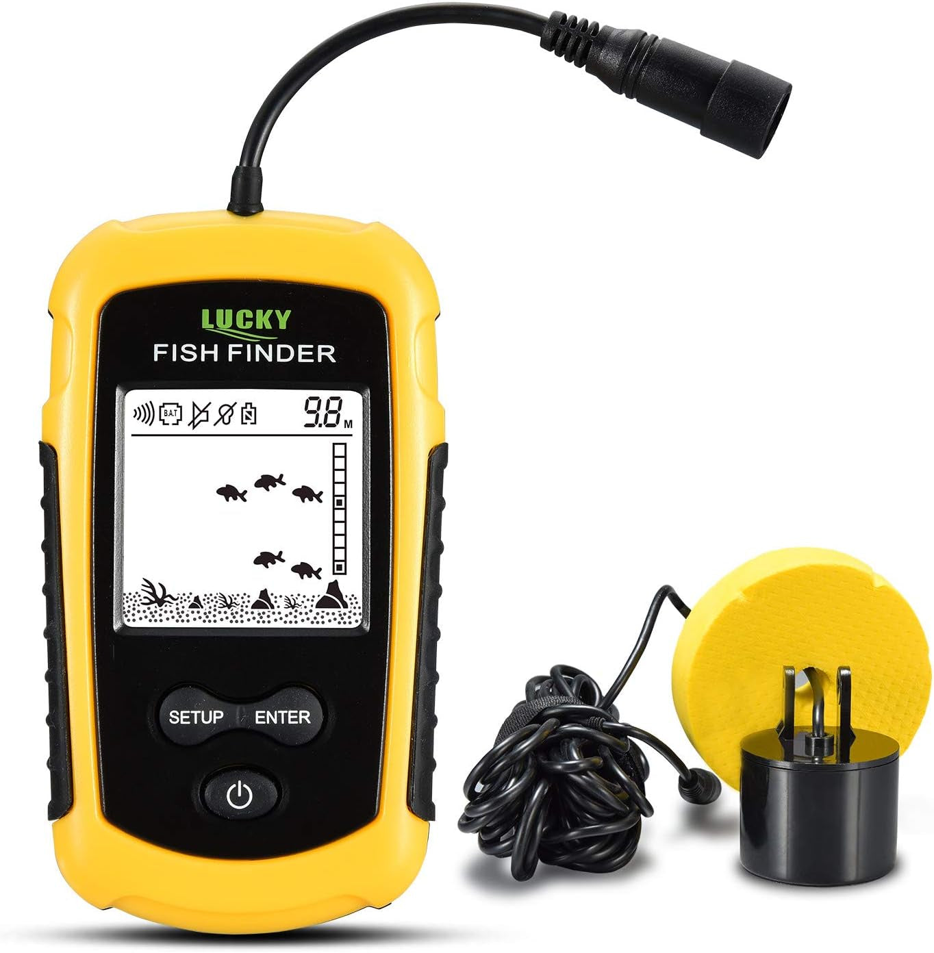 Kayak Handheld Fish Finder Sonar LCD Wired Fish Finder Transducer Boat Water Depth Finders Display FF1108-1