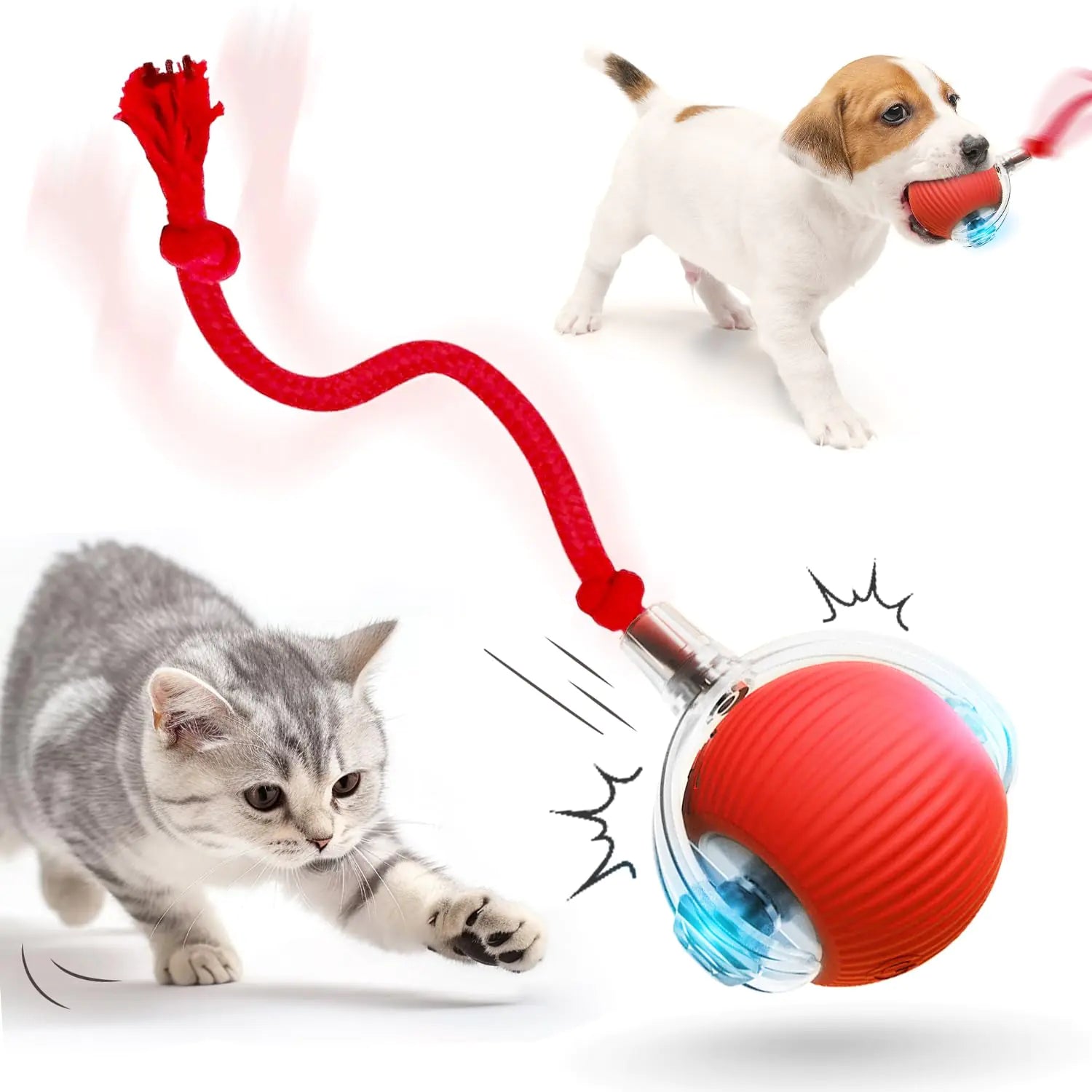 Hoaime Interactive Cat Toy Ball 2025 upgraded (Red)