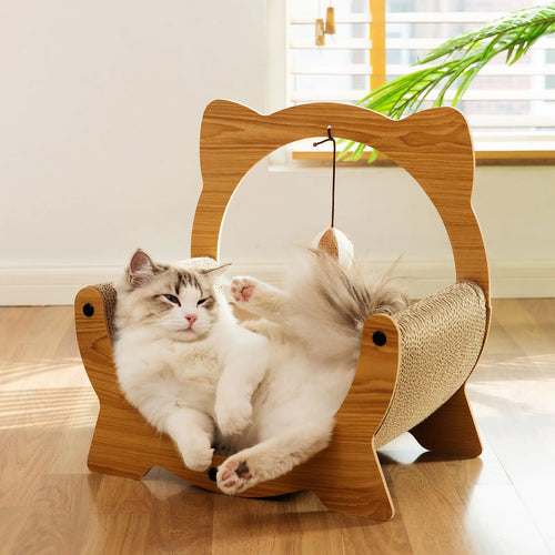 C-Shaped Cat Scratcher Sofa & Play Bed
